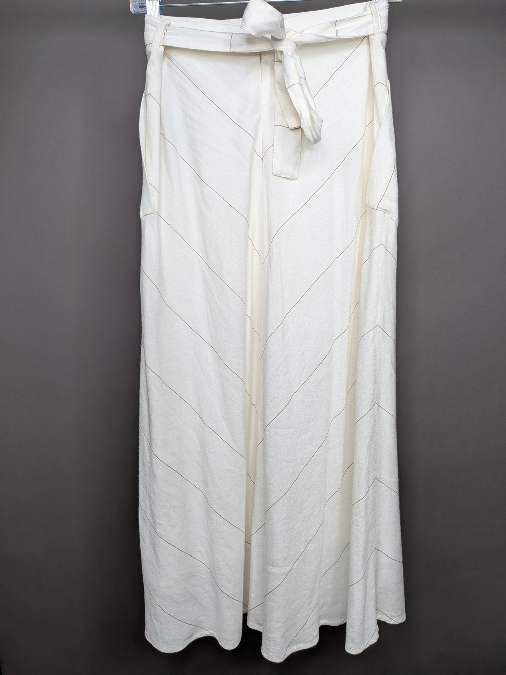 Massimo Dutti Cream Long Tie-Waist Skirt NWT